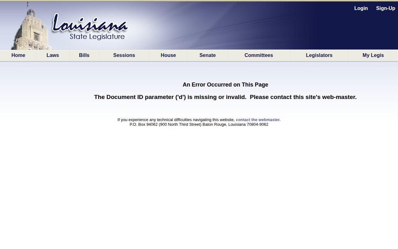 Louisiana Legislature article 228 booking-record page